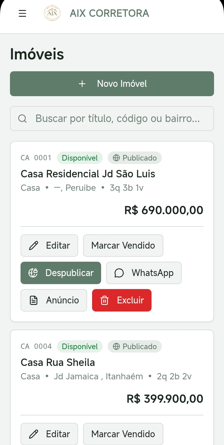 Capa do projeto AIX Corretora — App de Gestão